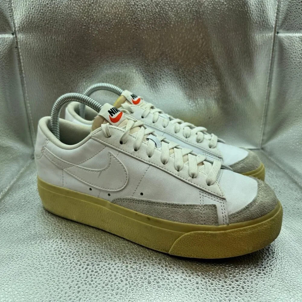 Size 8.5 - Nike Blazer Platform Low Womens White Lemon Wash Sneakers‎ DJ0292-109